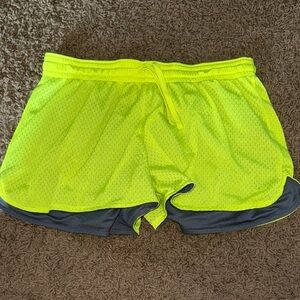 Reversible Champion Neon Yellow Women's Athletic Shorts